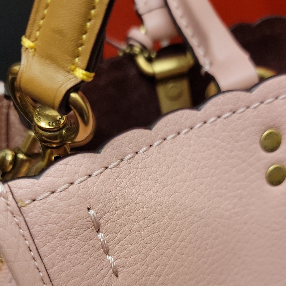 Coach ☆1941☆ Rogue 31 In Peony Pink W Snakeskin Tea Roses & Rivets No. 26890 - Picture 9 of 16